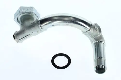 Rohrrücklauf von Bosch, gebogene Metallkomponente mit einem Anschluss für die Verbindung und einem O-Ring zur Abdichtung.